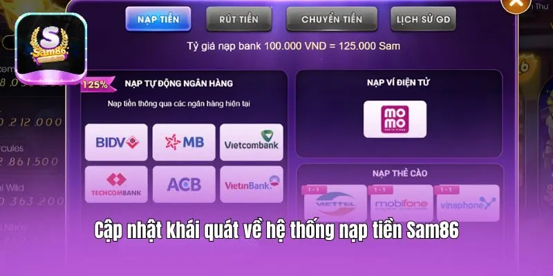 Cập nhật khái quát về hệ thống nạp tiền Sam86